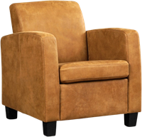 Leren fauteuil Joy - Elegance Cognac (cognac) - Poot hout, Bruin