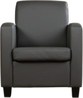 Leren fauteuil Joy - Toledo Leer Antracite - Hout bruin-2