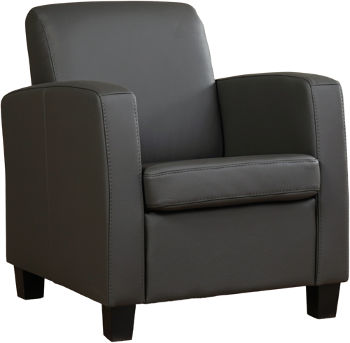 Leren fauteuil Joy - Toledo Leer Antracite - Hout zwart