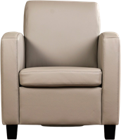 Leren fauteuil Joy - Toledo Leer Khaki - Hout zwart-2