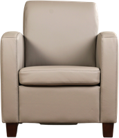 Leren fauteuil Joy - Toledo Leer Khaki - Hout bruin-2