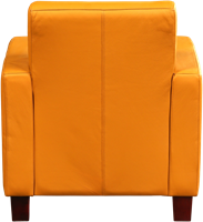 Leren fauteuil Joy - Toledo Leer Leem - Hout zwart-3