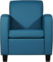 Leren fauteuil Joy - Toledo Leer Turquoise - Hout bruin-2