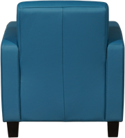 Leren fauteuil Joy - Toledo Leer Turquoise - Hout bruin-3