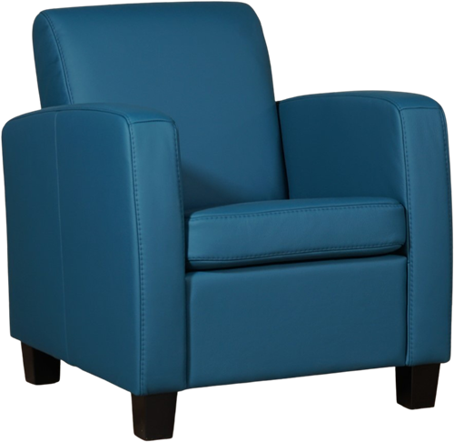 Leren fauteuil Joy - Toledo Leer Turquoise - Hout bruin