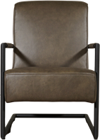 Leren fauteuil Lodge met sledepoot - Granada leer Ash-2