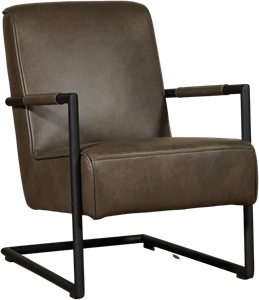 Leren stock fauteuil lodge 126 grijs, grijs leer, grijze stoel