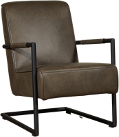 Leren fauteuil Lodge met sledepoot - Granada leer Ash