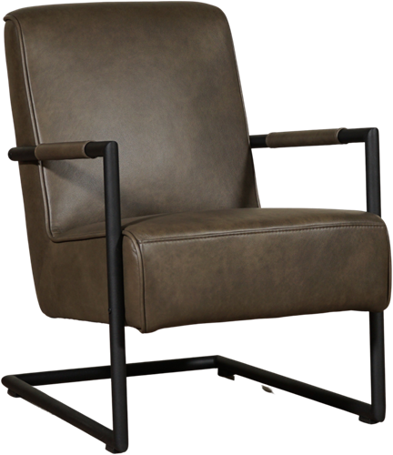 Leren fauteuil Lodge met sledepoot - Granada leer Ash