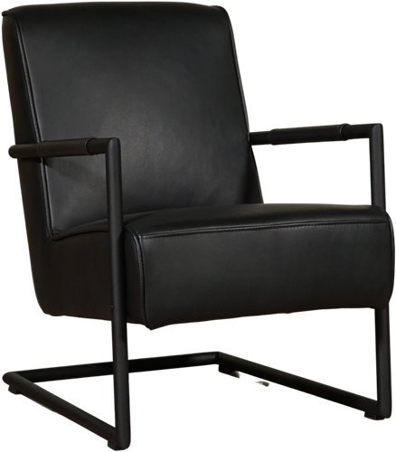 Leren fauteuil Lodge met sledepoot - Granada leer Black