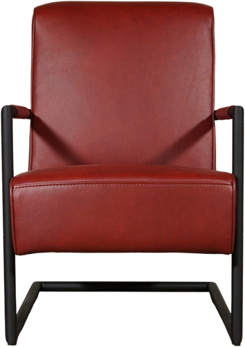 Leren fauteuil Lodge met sledepoot - Granada leer Rouge-2