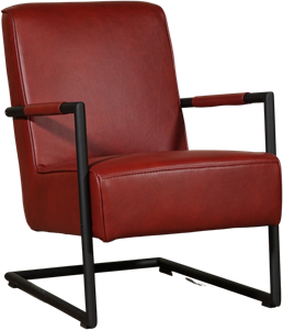 Leren stock fauteuil lodge 138 rood, rood leer, rode stoel