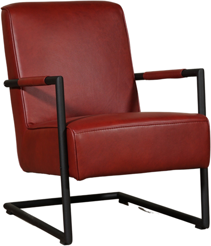 Leren fauteuil Lodge met sledepoot - Granada leer Rouge