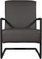 Donkergrijze leren industriële stalen fauteuil Lodge - Toledo Leer Antracite (donkergrijs leer)-2