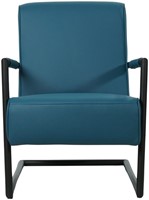 Leren fauteuil Lodge met sledepoot - Toledo Leer Turquoise-2