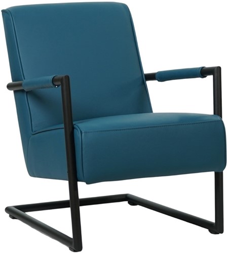 Leren fauteuil Lodge met sledepoot - Toledo Leer Turquoise