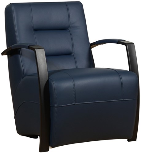 Leren industriële fauteuil Magnificent - Massif Leer Azzurro - Frame zwart