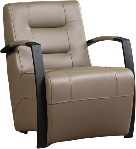 Leren industriële fauteuil Magnificent - Massif Leer Lava - Frame zwart