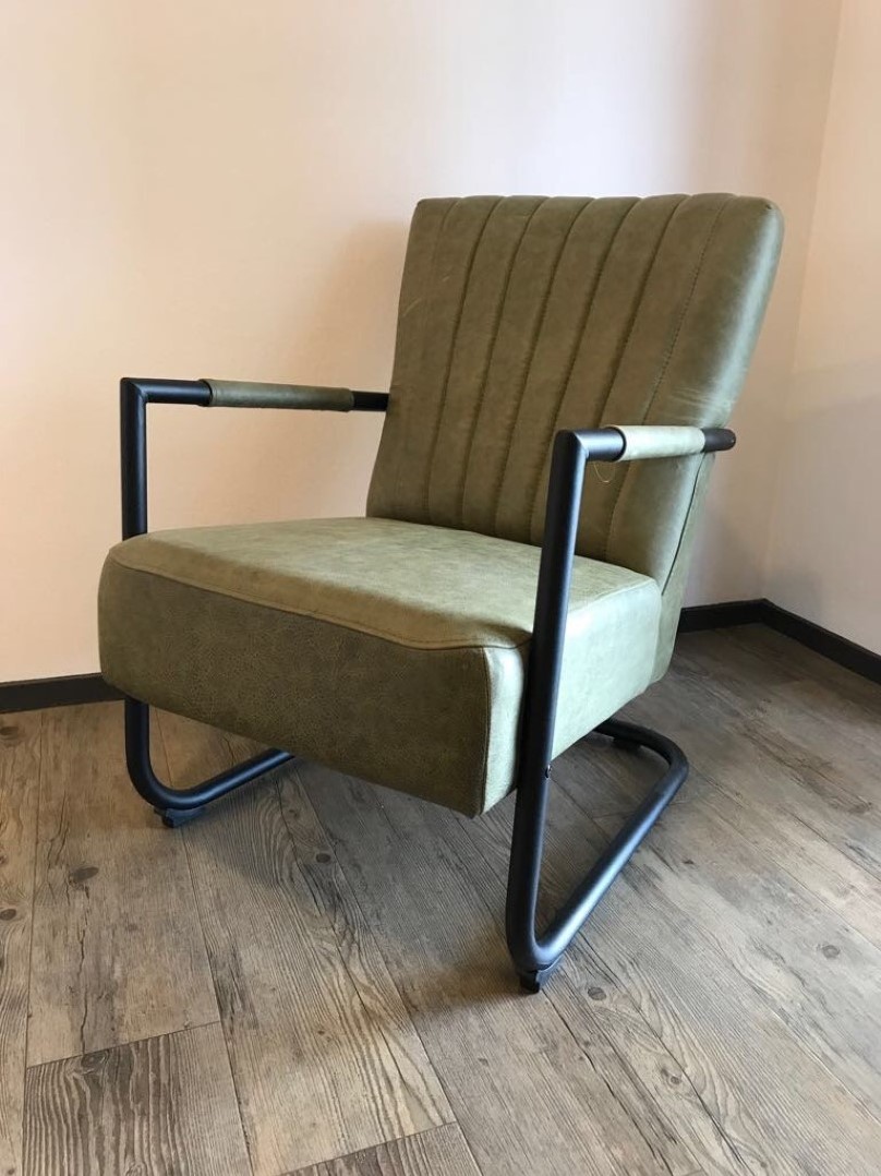 Verwonderlijk Leren fauteuil met sledepoot - groen leer ShopX AJ-52