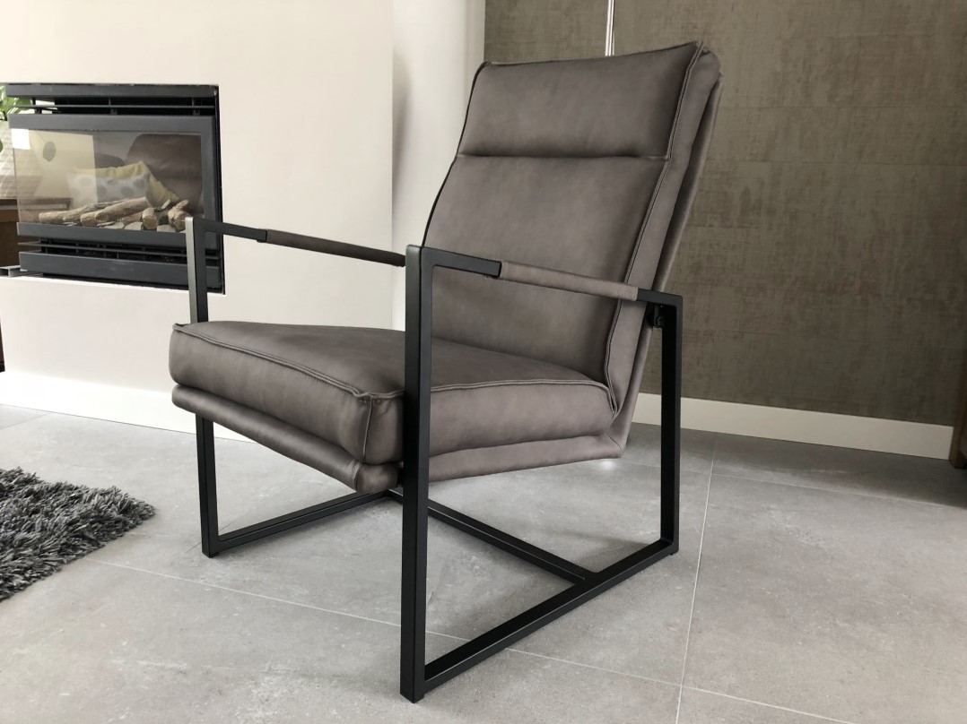 Symfonie opraken Beschaven Leren fauteuil met stalen frame en hoge rug - grijs leer ShopX