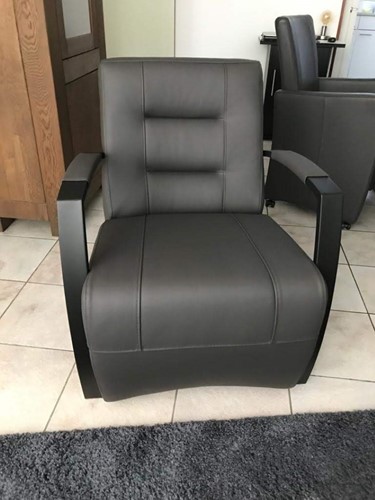 Leren fauteuil met stalen frame - grijs leer
