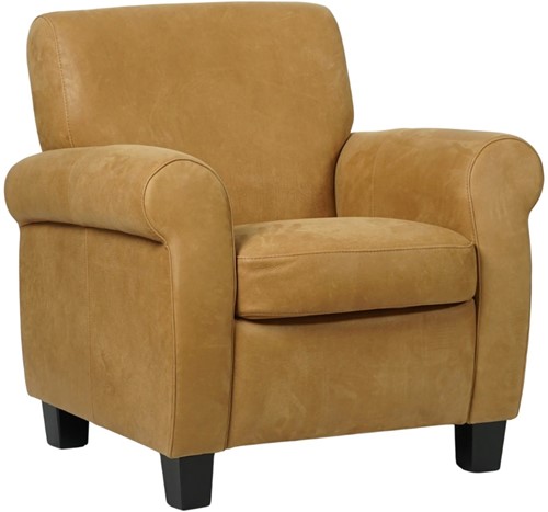 Leren fauteuil Perfection - Kenia Leer Walnut - Hout zwart