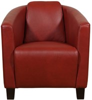 Leren kuipstoel Press - Granada leer Rouge - Hout bruin-2