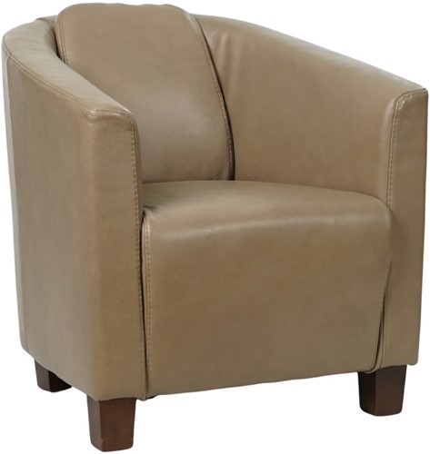 Leren kuipstoel Press - Granada leer Taupe - Hout bruin