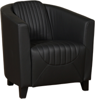 Leren kuipstoel Press Special - Toledo Leer Nero - Hout zwart