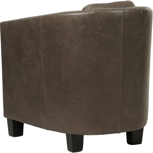 Leren kuipstoel Press Special - Vintage Elephant (donkerbruin) - Poot hout, Zwart-3