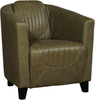 Leren kuipstoel Press Special - Vintage Leer Olive - Hout zwart