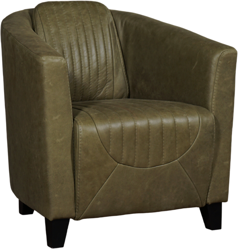 Leren kuipstoel Press Special - Vintage Leer Olive - Hout zwart