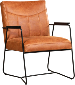 Leren stock fauteuil right 109 bruin, bruin leer, bruine stoel
