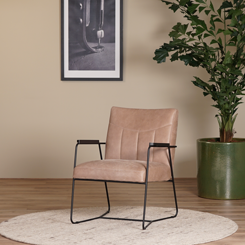 Taupe leren industriële fauteuil Right - Vintage Leer Taupe