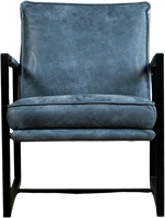 Leren design fauteuil Secret - Kenia Leer Denim-2