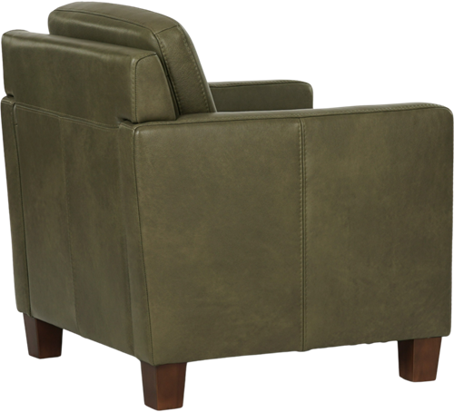 Olijfgroene leren landelijke fauteuil Smart - poot hout bruin - Granada leer Moss (olijfgroen leer)-2