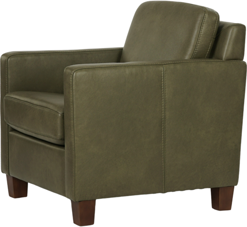 Olijfgroene leren landelijke fauteuil Smart - poot hout bruin - Granada leer Moss (olijfgroen leer)-3