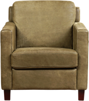 Leren fauteuil Smart - Kenia Leer Olive - Hout bruin-2