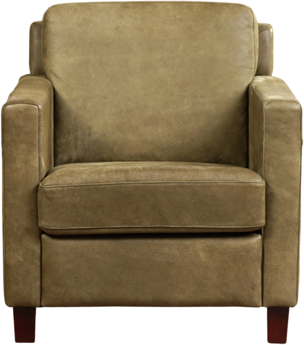 Leren fauteuil Smart - Kenia Leer Olive - Hout bruin-2