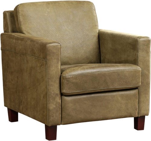 Leren fauteuil Smart - Kenia Leer Olive - Hout bruin