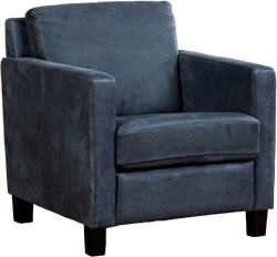 Leren fauteuil Smart - Kenia Leer Denim - Hout zwart