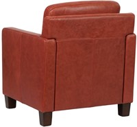 Leren fauteuil Smart - Vintage Leer Burgundy - Hout bruin-3