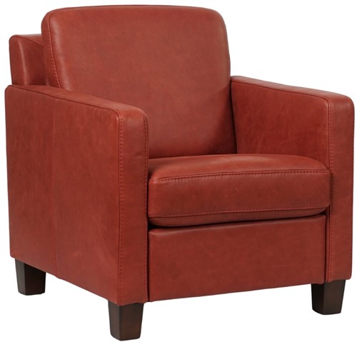 Leren fauteuil Smart - Vintage Leer Burgundy - Hout bruin