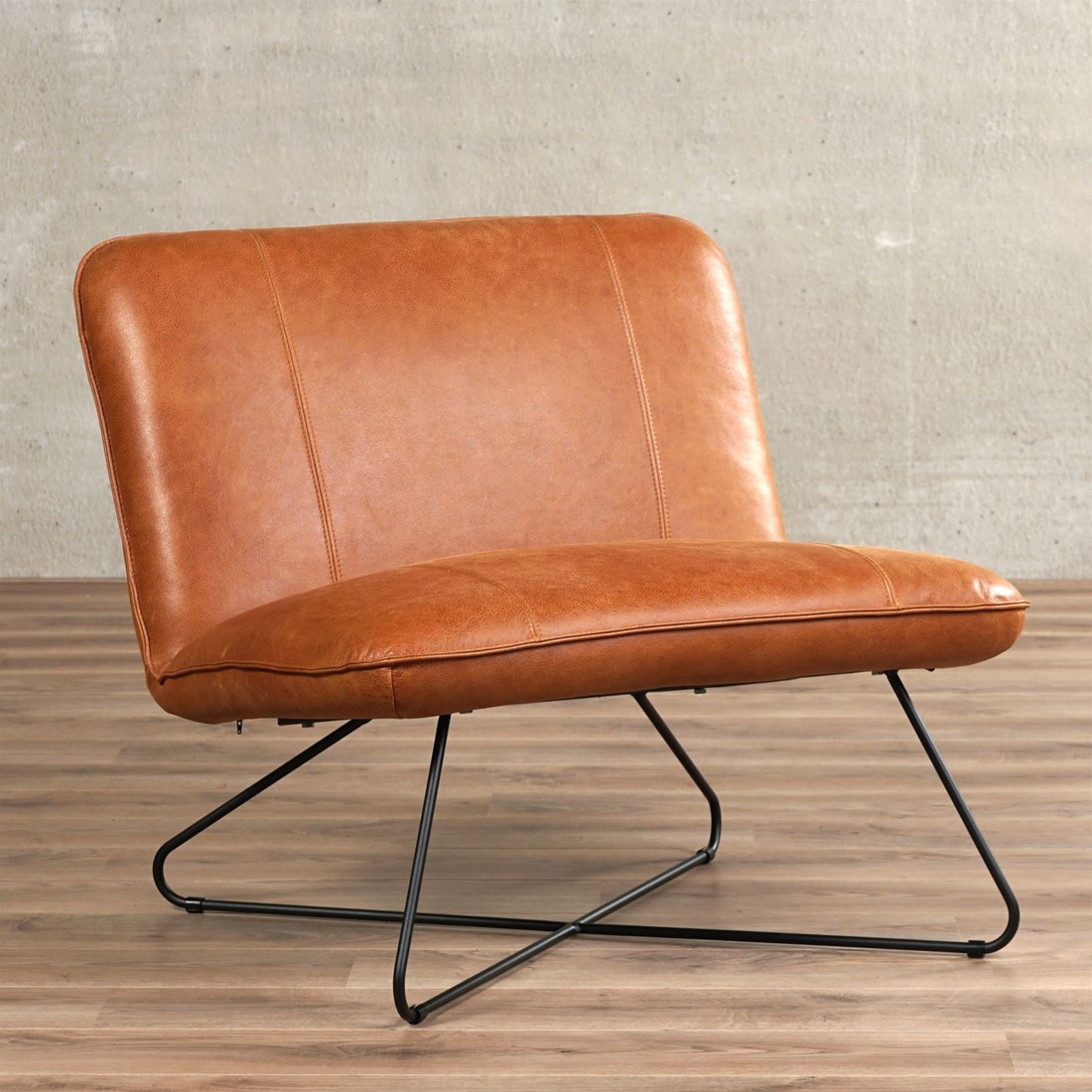 Nieuw Leren fauteuil zonder armleuning Smile - Vintage Leer Cognac ShopX TE-74