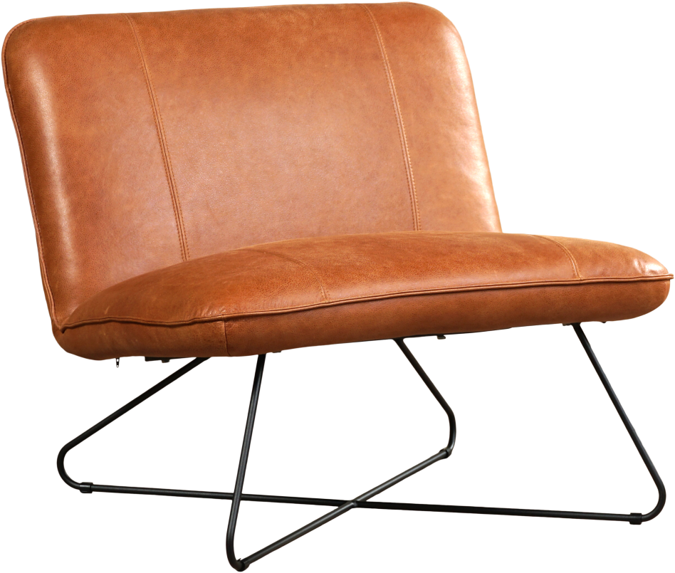 Atticus Kalmte Chemicus Leren brede design fauteuil Smile zonder armleuning - Vintage Leer Cognac  ShopX