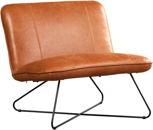 Leren brede design fauteuil Smile zonder armleuning - Vintage Leer Cognac