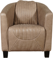 Leren kuipstoel Press Special - Vintage Leer Taupe - Hout zwart-2