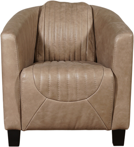 Taupe leren landelijke kuipstoel Press Special - poot hout zwart - Vintage Leer Taupe (taupe leer)-2