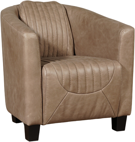 Taupe leren landelijke kuipstoel Press Special - poot hout zwart - Vintage Leer Taupe (taupe leer)