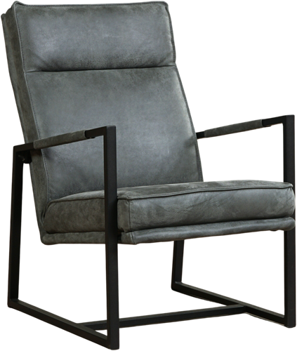 Leren design fauteuil hoge rugleuning Square - Kenia Leer Antracite
